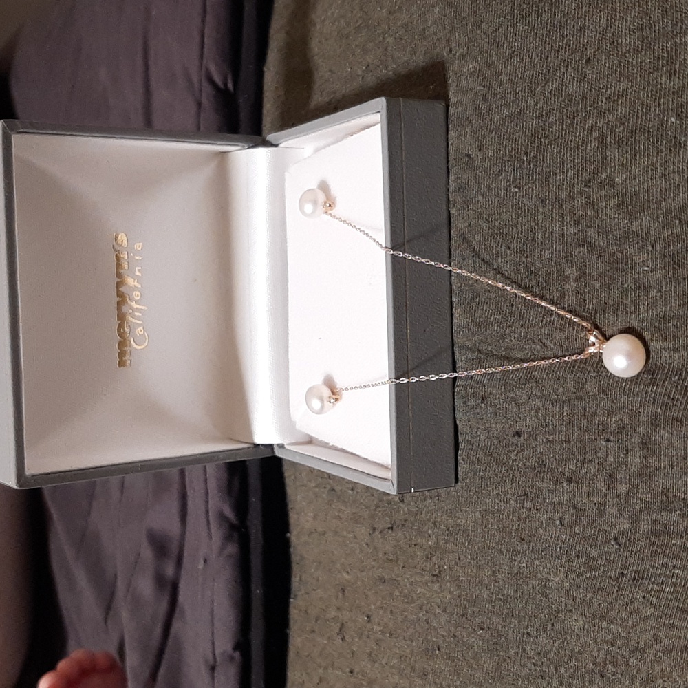 Pearl Necklace and Earrings